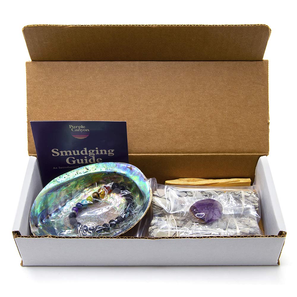 Purple Canyon Sage Smudge Gift Set - Natural Home Cleansing Kit, Unique Housewarming Present for New Home Blessing & Spiritual Cleansing | Perfect for Meditation, Yoga, Feng Shui & Positive Energy