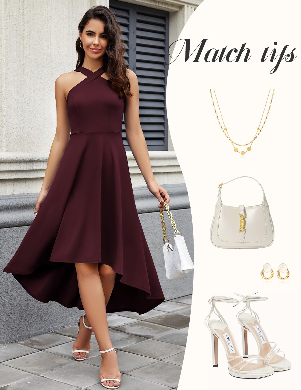 DRESSTELLS Women's Cocktail Dresses 2024 - Halter Neck Sleeveless High-Low Hem Party Dress for Homecoming, Wedding Guest & Evening Events | Fall Formal Occasions & Special Celebrations