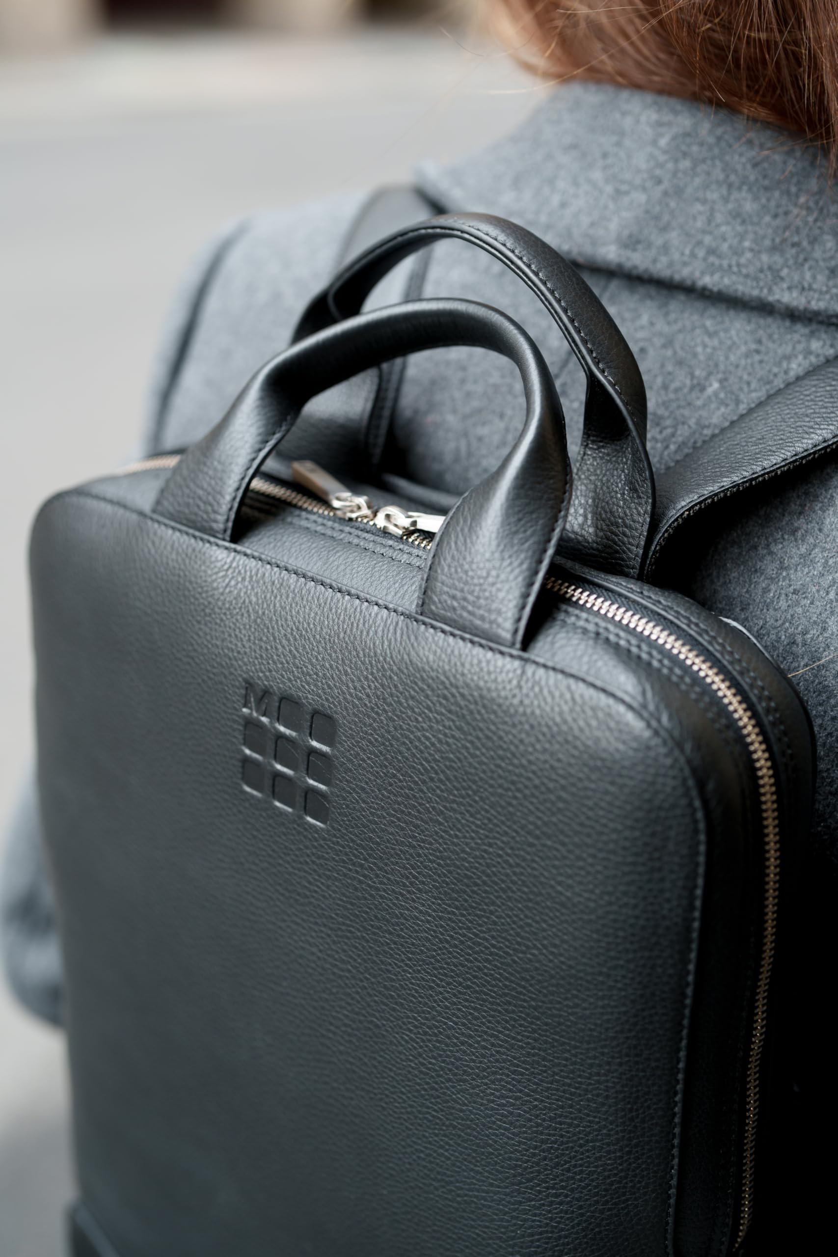 Premium Moleskine Leather Backpack for 15-Inch Laptop - Business & Travel Laptop Bag with Vertical Design (Black) - Perfect for Office Commute, College & Business Trips