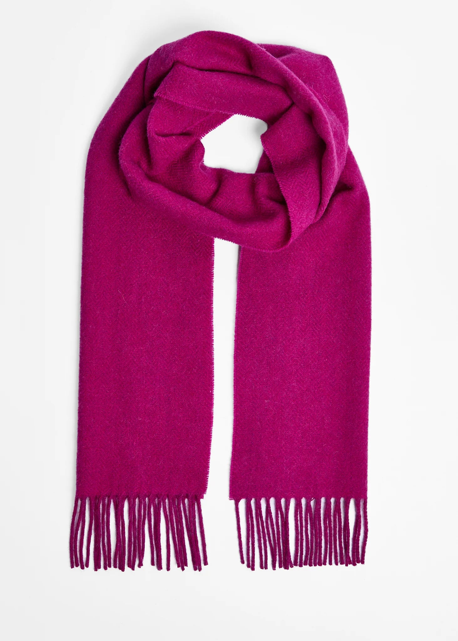 Foxford Lambswool Scarf - Soft Warm Winter Accessory, Magenta Pink Herringbone Pattern, Perfect for Cold Weather & Outdoor Activities