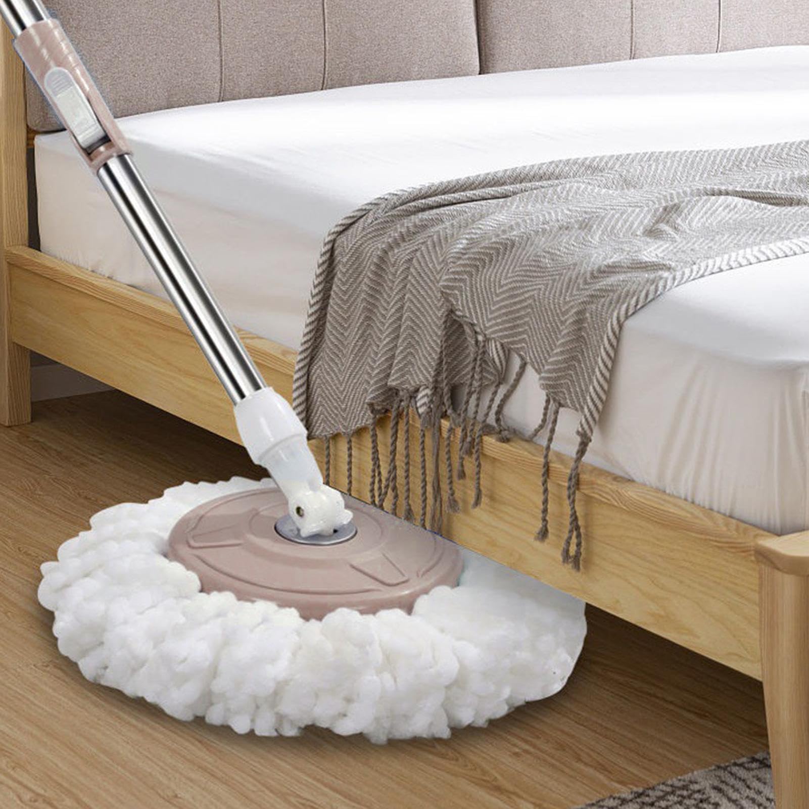 1 Set Rotating Spin Mop with Bucket - Automatic Floor Cleaning Mop with Microfiber Heads, Self-Wringing System for Home, Kitchen, Bathroom & Hardwood Floors