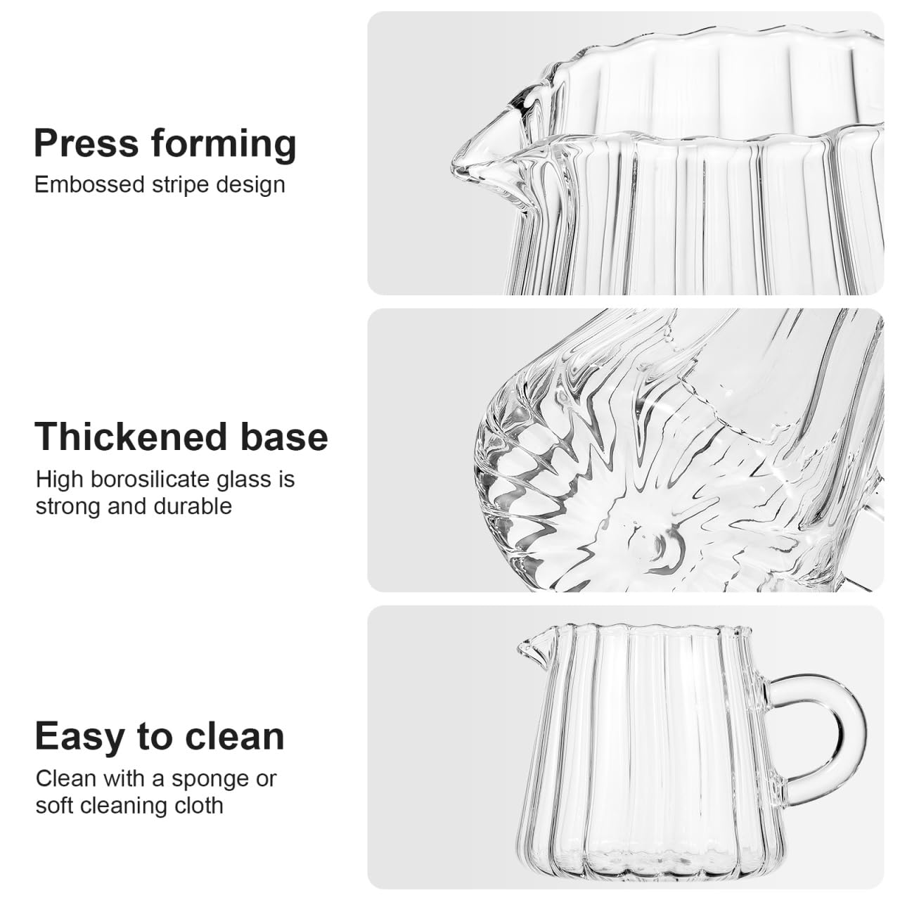 Elegant Glass Pitcher for Coffee, Tea, Milk & Creamer - 200ml Clear Glass Creamer Jug with Creative Milk Frothing Design - Perfect for Home, Cafe & Restaurant Use