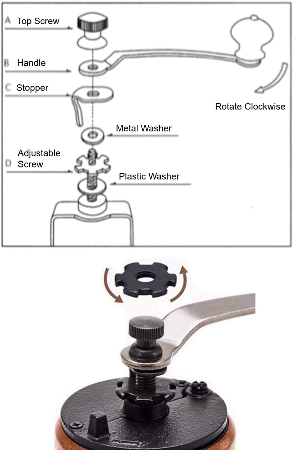 Premium Manual Coffee Grinder - Wooden Hand Crank Mill with Cast Iron Burr, Adjustable Coarseness & Large Capacity | Portable for Travel, Camping & Home Brewing