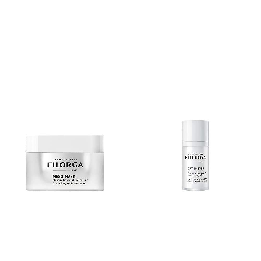 FILORGA MESO-MASK Anti-Aging Face Mask with Collagen & Elastin - Brightening & Smoothing Treatment + OPTIM-EYES Eye Cream for Dark Circles, Puffiness & Wrinkles - Perfect for Nighttime Skincare Routine & Travel Essentials