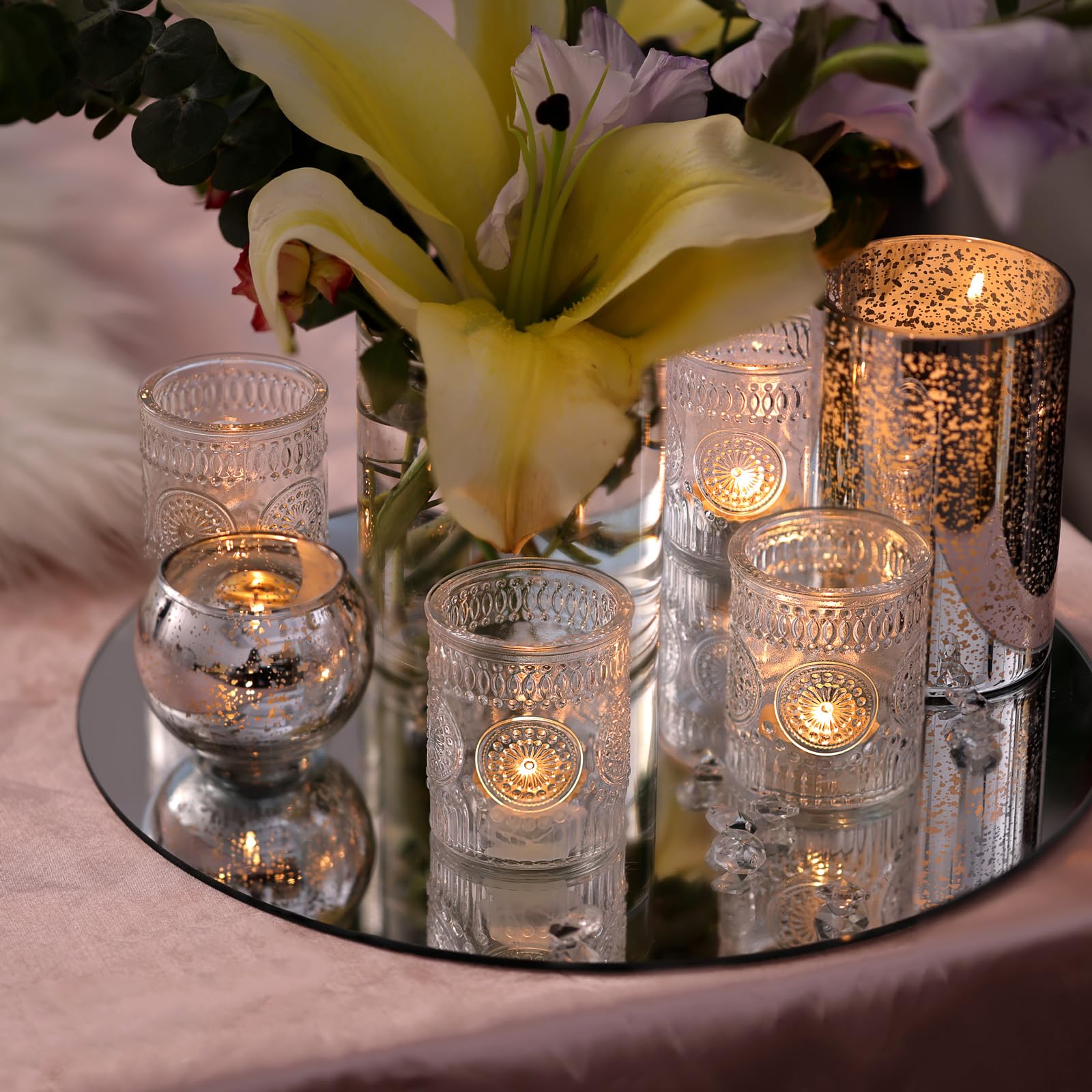 30 Pcs Clear Glass Votive Candle Holders - Wedding Centerpieces, Table Decor, Tea Light Holders for Party, Reception & Boho Decor - Perfect for Weddings, Dinner Parties & Home Decor