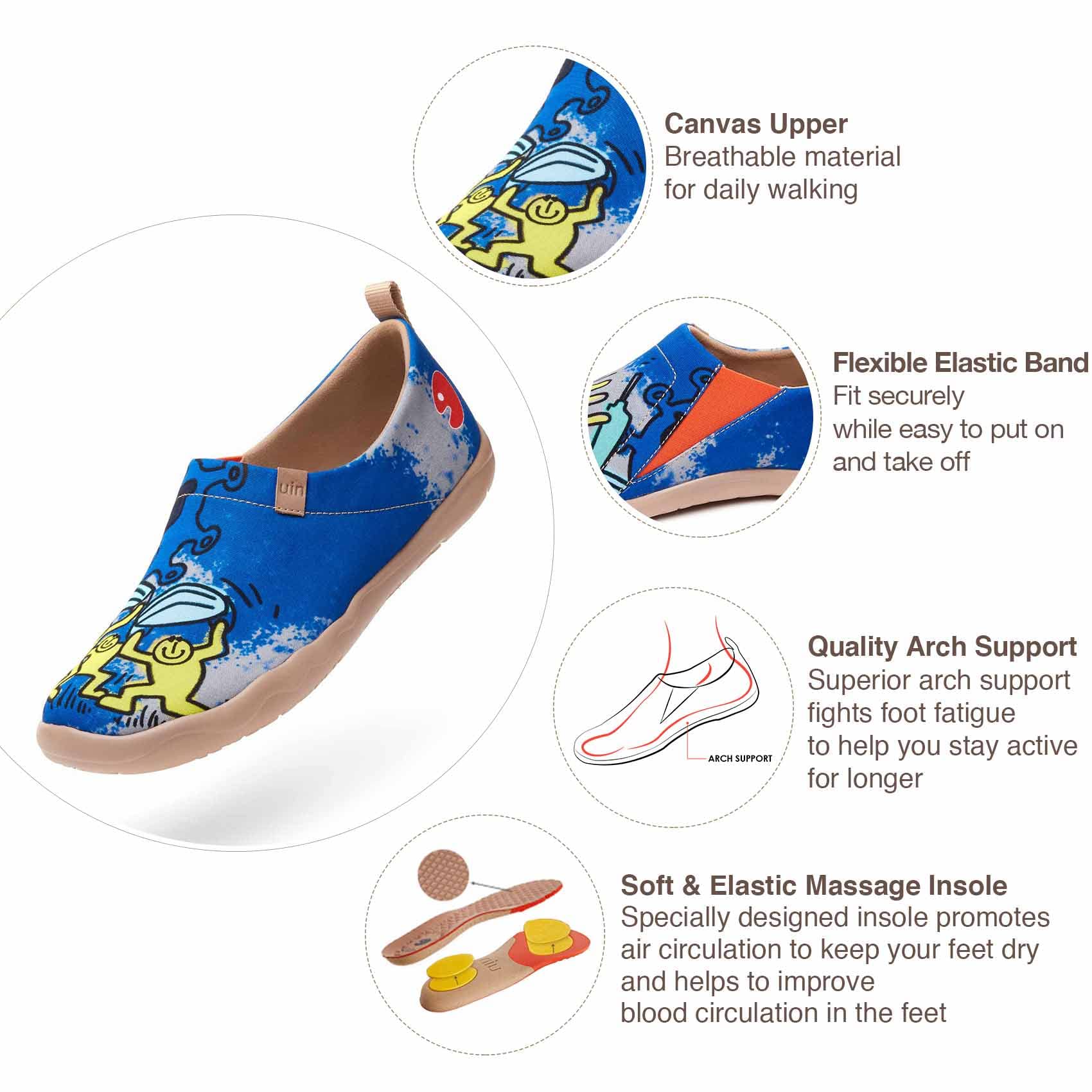 UIN Men's Slip-On Canvas Sneakers - Lightweight Comfortable Walking Shoes with Artistic Paint Design | Perfect for Casual Wear, Travel & Everyday Use