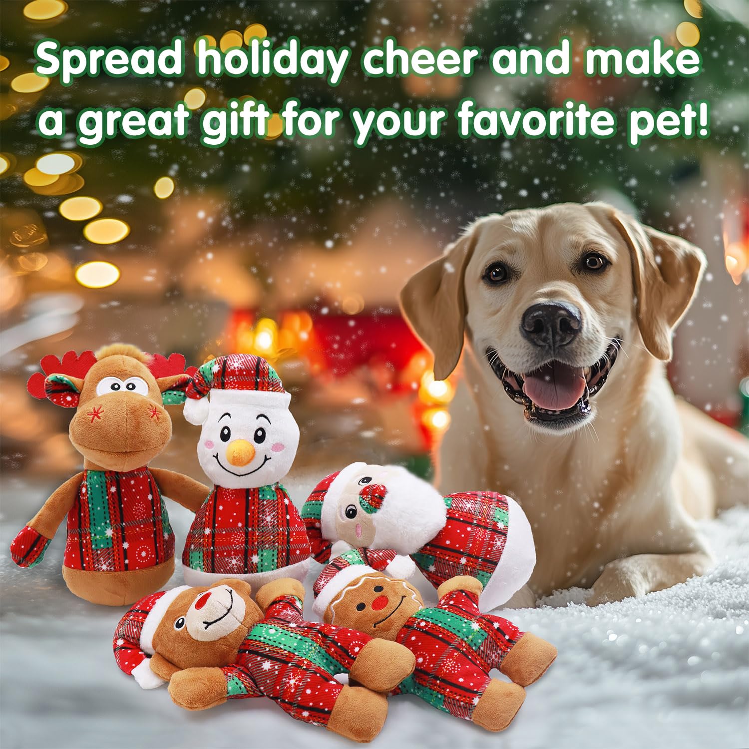 Christmas Dog Toys 5-Pack - Squeaky Holiday Chew Toys for Small & Medium Dogs | Santa, Reindeer & Snowman Designs | Durable Pet Gifts for Puppies to Stay Happy & Engaged | Perfect for Christmas Playtime & Training Rewards