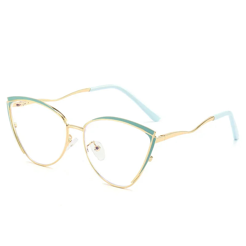 Stylish Aror Women's Square Cat Eye Glasses - Full Rim Metal Frame Eyewear 49719 for Work, Reading & Fashion Accessories