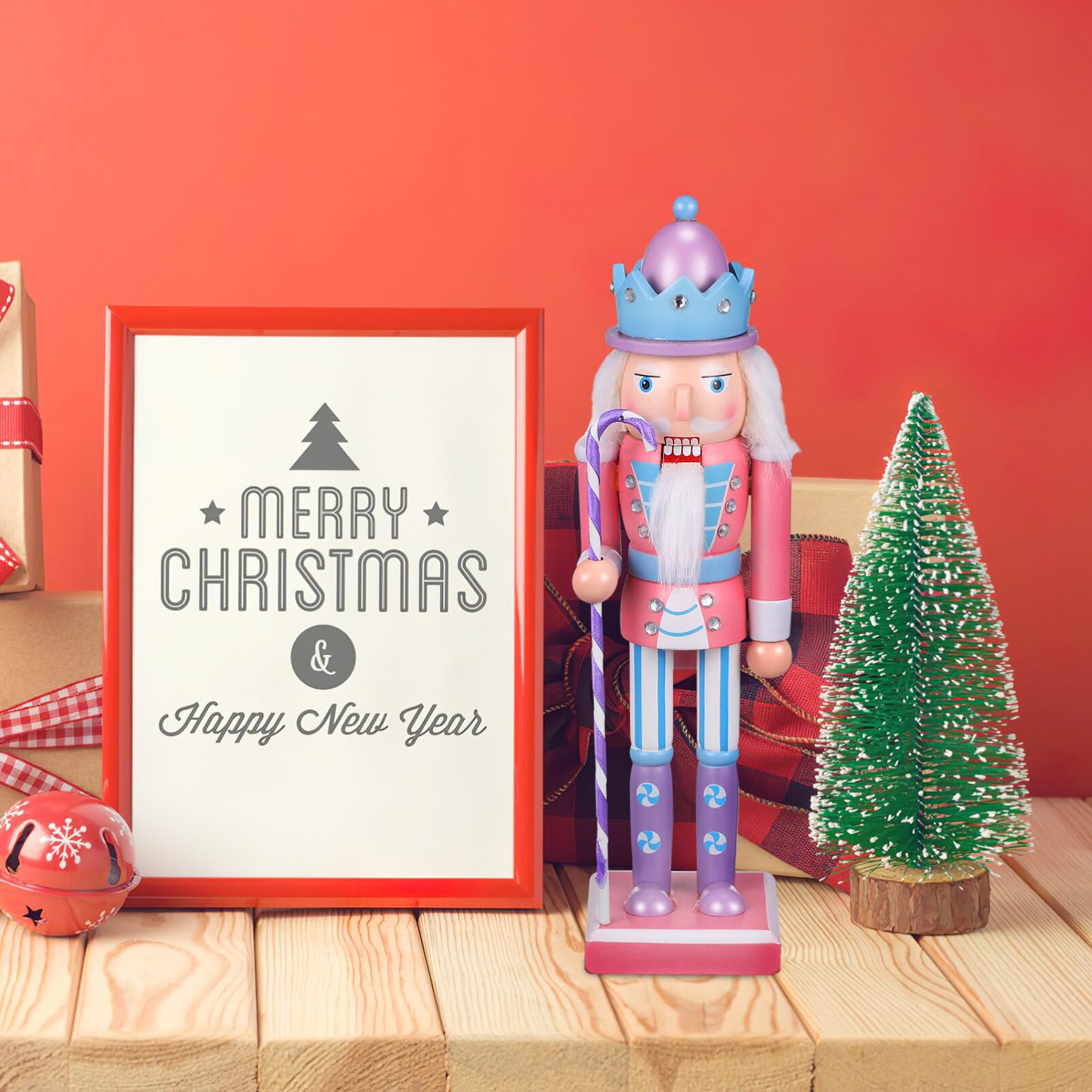 Festive Christmas Nutcracker Ornaments - Candy Cane & Peppermint Staff Soldier Figurine for Holiday Tree Decorations, Xmas Party Centerpiece, and Winter Home Décor