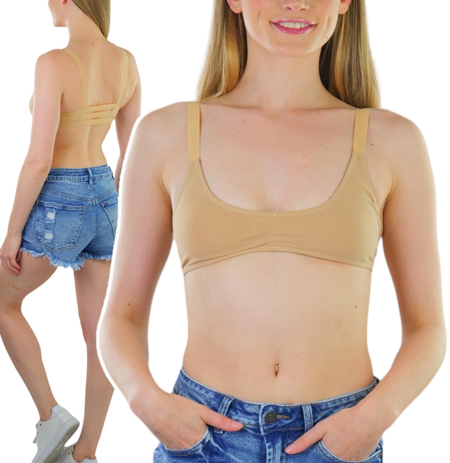 ToBeInStyle Women's Seamless Sports Bra - Supportive Spaghetti Strap Activewear for Yoga, Running & Gym Workouts - Breathable Comfort for Fitness & Everyday Wear