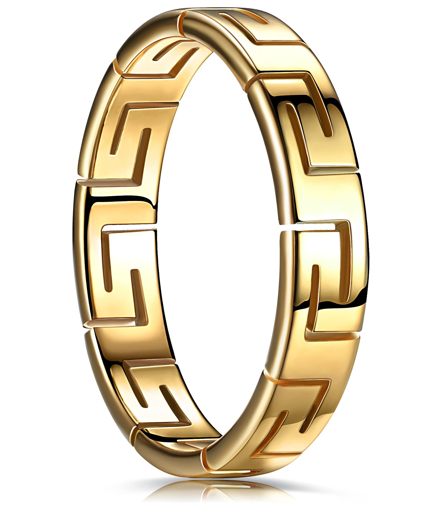 4mm Viking Stainless Steel Greek King Ring for Men & Women – Durable Couple Wedding Engagement Band – Designed in USA – Perfect for Norse-Themed Weddings, Anniversary Gifts & Everyday Wear