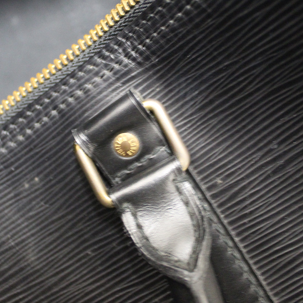 Authentic Louis Vuitton Black Epi Leather Keepall 55 Travel Duffle Bag - Luxury Weekender & Carry-On Luggage for Business Trips & Vacations