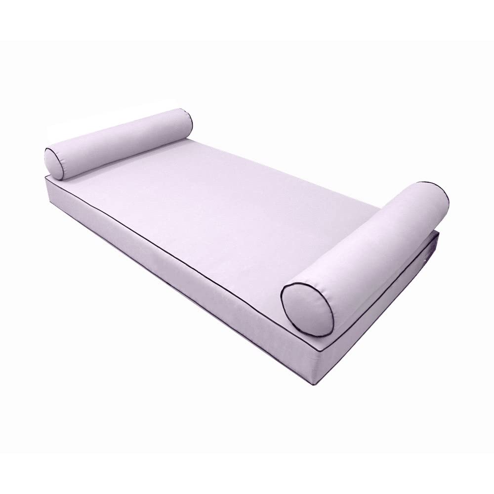 Prolinemax S5 Outdoor Daybed Mattress Bolster Pillow Covers with Contrast Pipe Trim - Waterproof Slipcover Only (Full Size AD107) for Patio, Poolside & Garden Furniture Protection