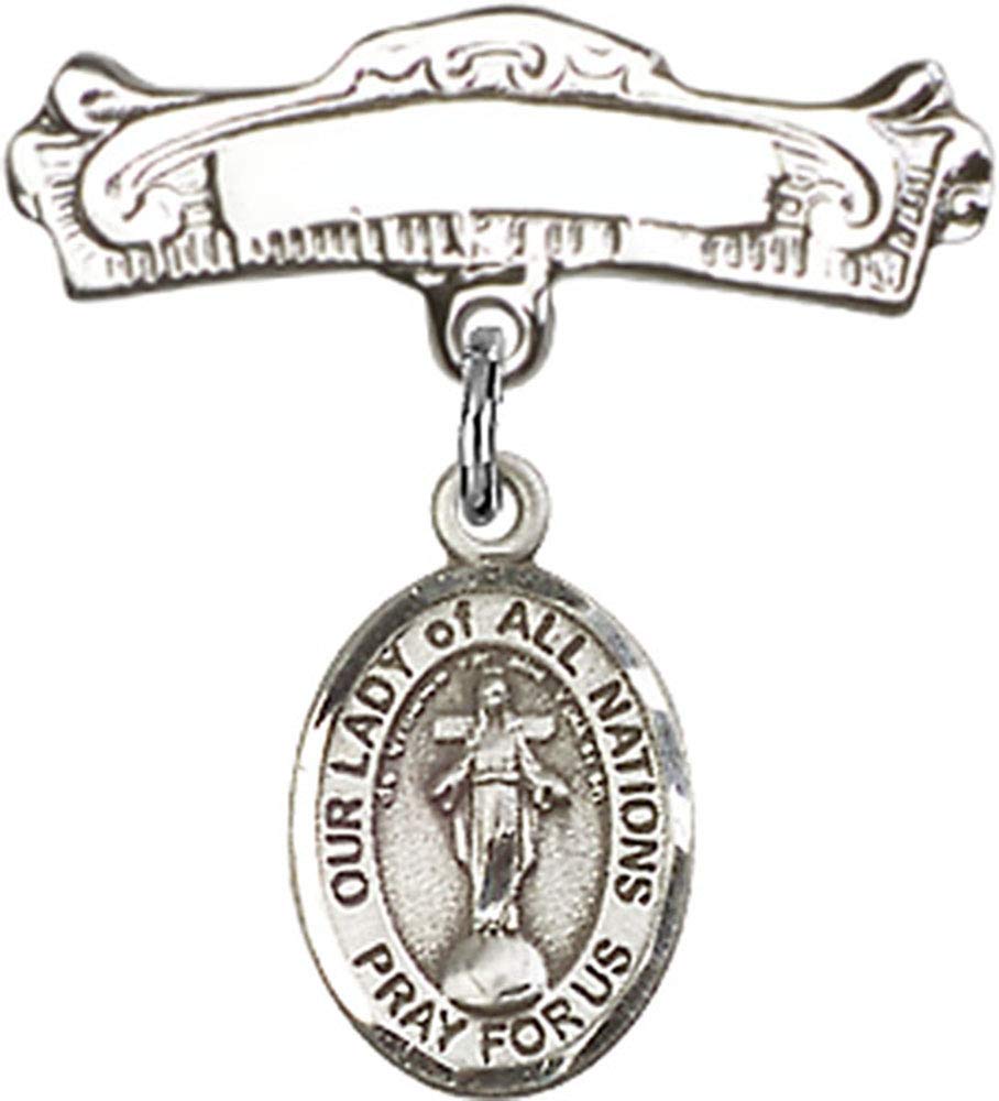 Sterling Silver Our Lady of All Nations Baby Badge Pin - Religious Jewelry for Christening, Baptism & First Communion Gifts - Handcrafted in USA