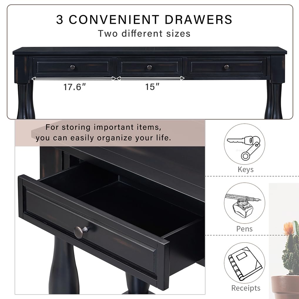 Rustic Farmhouse Console Table with Storage - 64