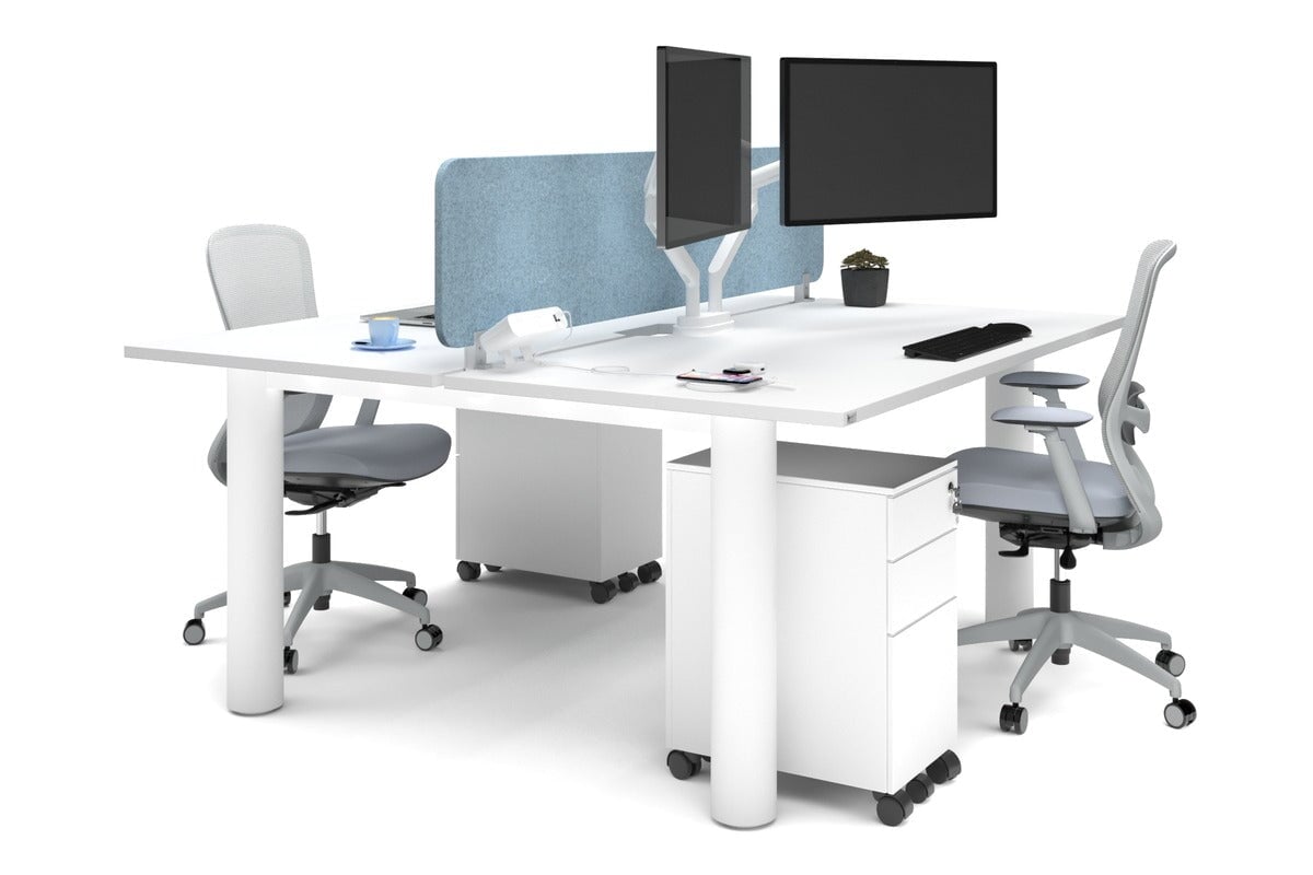 Quadro Cylinder Leg 2-Person Office Workstation Desk - 1800L x 800W with Cable Management Scallop - Perfect for Collaborative Workspaces & Modern Offices