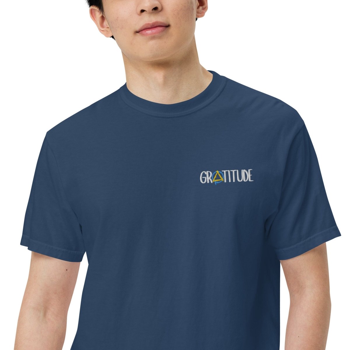 Gratitude Embroidered Heavyweight Unisex T-Shirt - Premium Cotton Crewneck Tee for Men & Women - Perfect for Casual Wear, Gifts, and Everyday Comfort