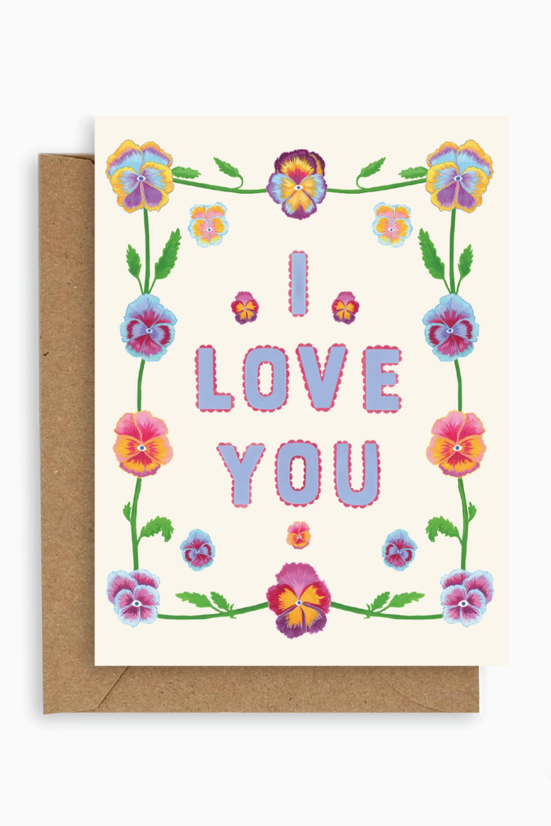 Pansies I Love You Greeting Card - Floral Love Note for Anniversaries, Valentine's Day & Romantic Occasions