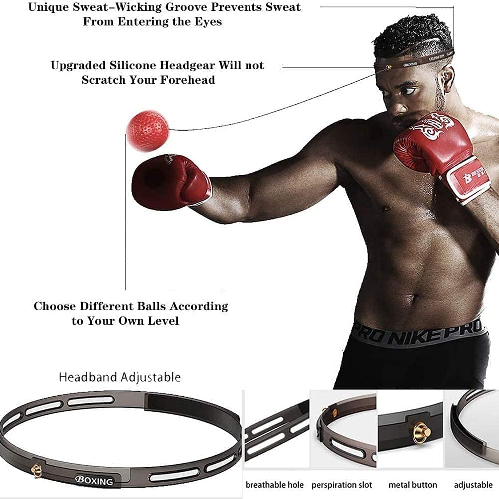 Boxing Reflex Ball Set - 3 Reflex Balls with Comfort Sweat Headband for Punching Speed & Hand-Eye Coordination Training | Perfect for Kids & Adults | Home Gym, Boxing Practice, Fitness Exercise Equipment