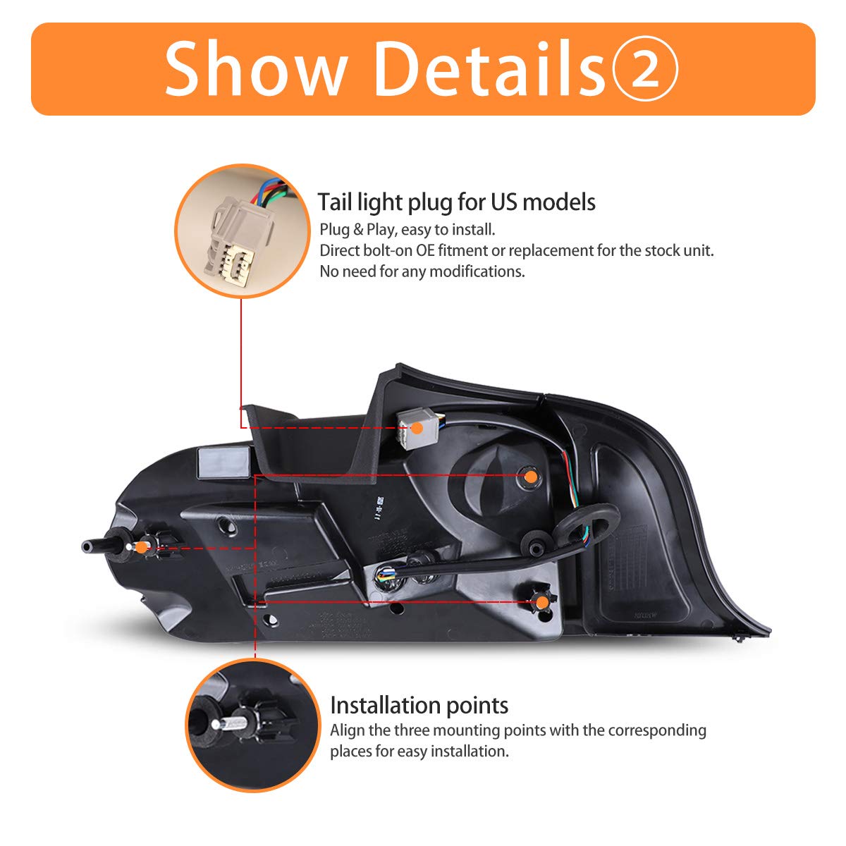 AUTOWIKI LED Tail Lights for 2015-2020 Ford Mustang - Sequential Turn Signals, Black Housing, Clear Lens (2PCS) - Upgrade Your Ride with Enhanced Visibility & Style