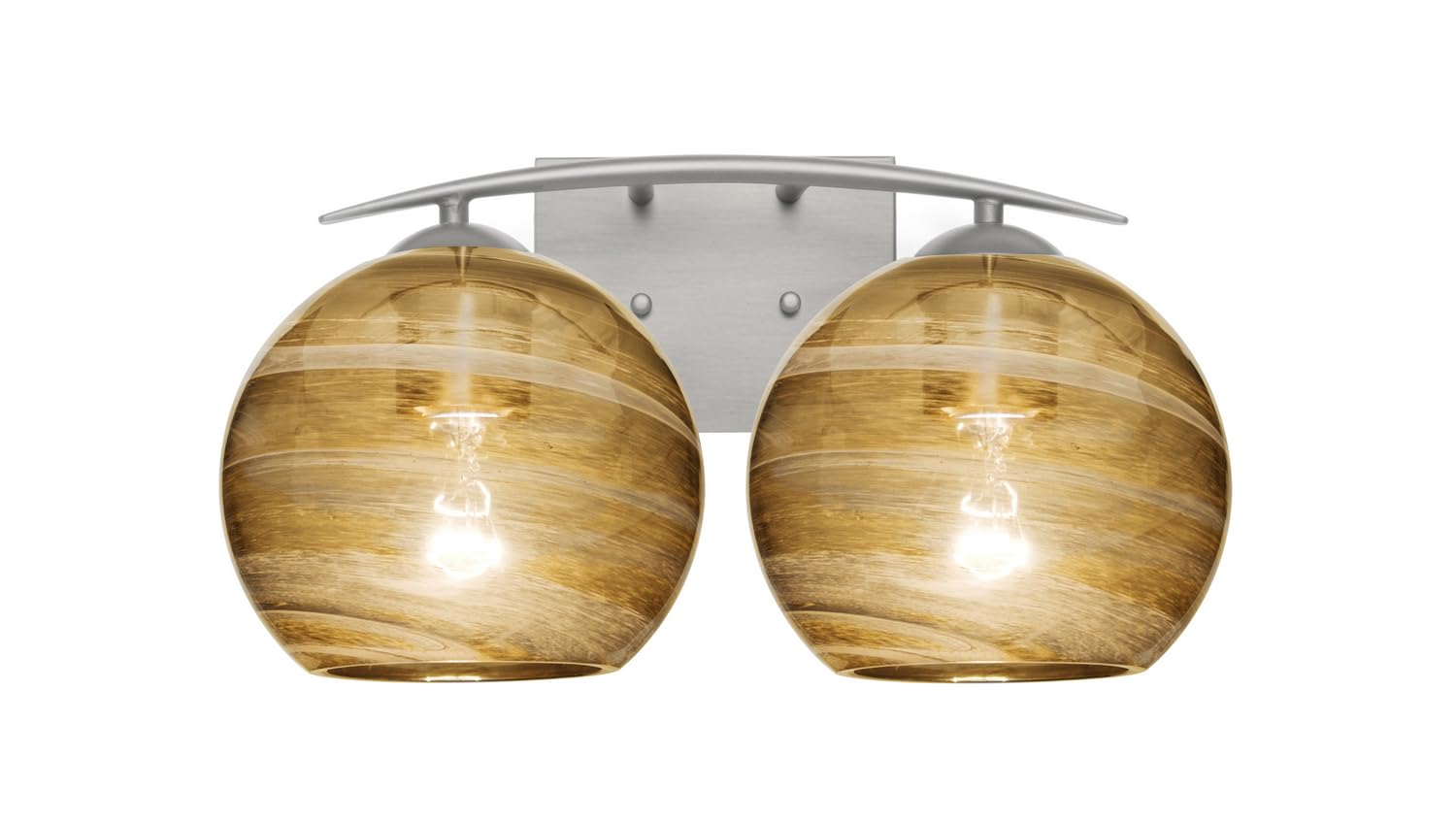 Jilly Collection Modern Two Light Vanity Light Fixture - Pewter, Nickel & Silver Finish for Bathroom & Dressing Room Decor
