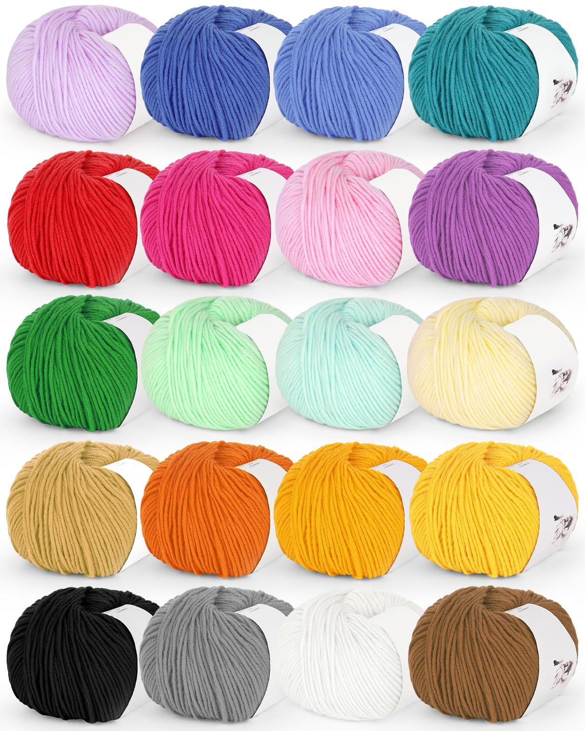 Katech 20 Skeins Cotton Yarn for Crocheting & Knitting - Sport Weight 55% Cotton 45% Acrylic Blend - Soft Milk Cotton Yarn Kit - Perfect for DIY Blankets, Scarves & Amigurumi Projects