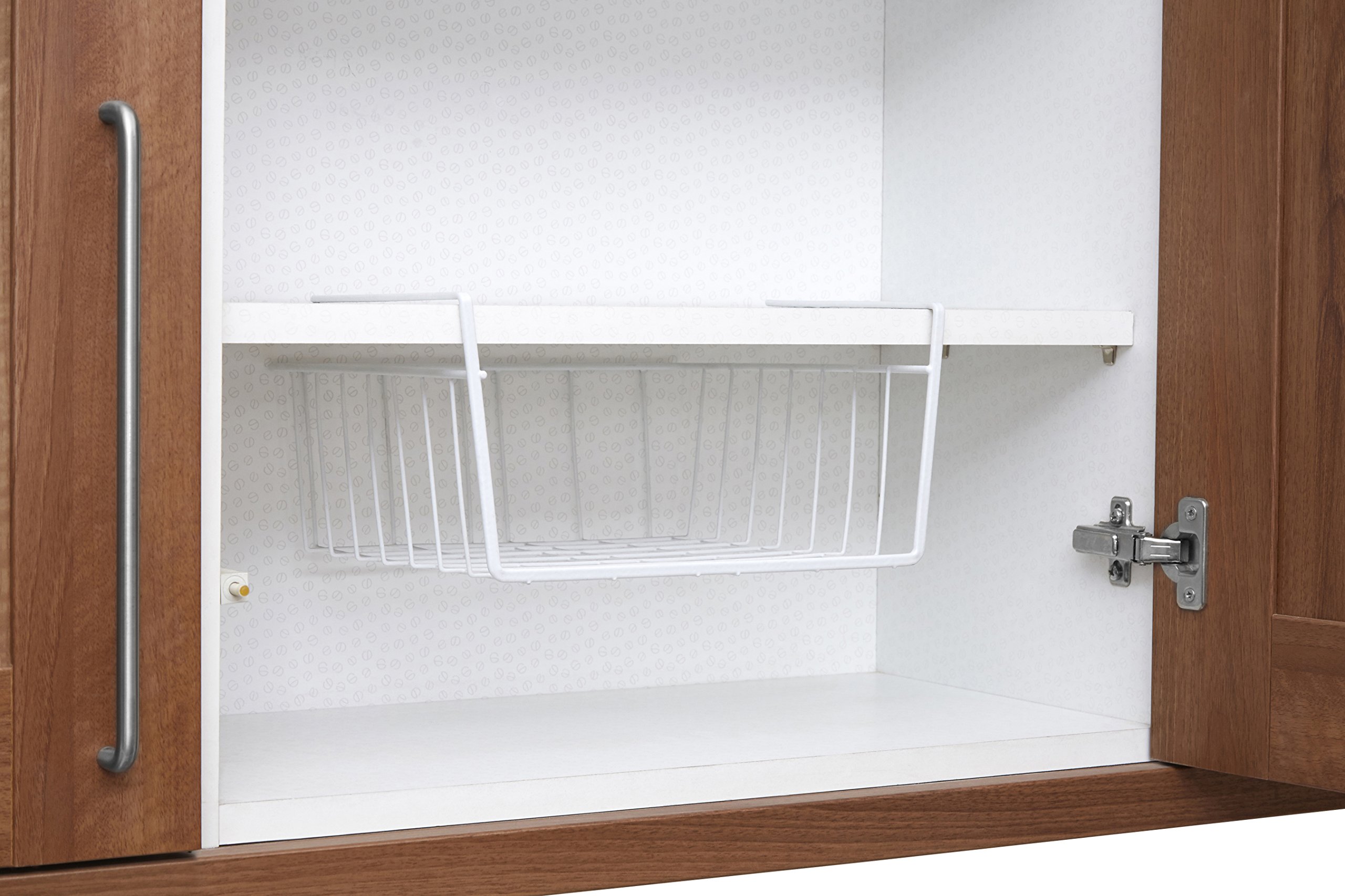 Premium Under Shelf Storage Basket - White Pantry Organizer for Cupboards & Shelves (29cm) - Perfect for Kitchen, Bathroom & Closet Organization