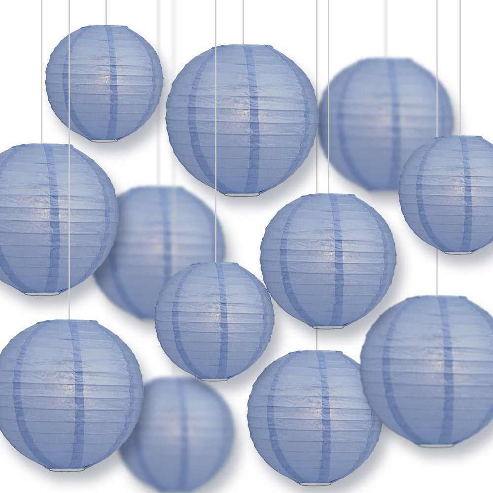 12-Piece Serenity Blue Paper Lantern Set - Chinese Hanging Decorations for Weddings & Parties (12/10/8 Inch) - Perfect for Indoor/Outdoor Events, Home Decor & Festival Celebrations