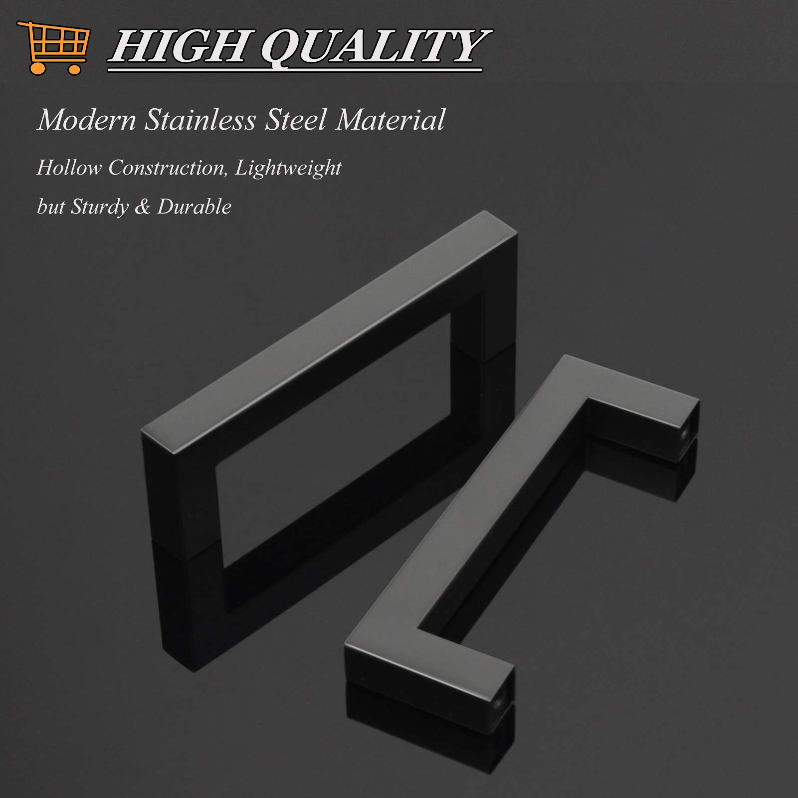 Probrico 10 Pack 3-3/4 Inch Matte Black Square Cabinet Handles - Kitchen & Bathroom Drawer Pulls, Cupboard & Dresser Hardware for Modern Home Decor - Perfect for Cabinets, Wardrobes, and Furniture Upgrades