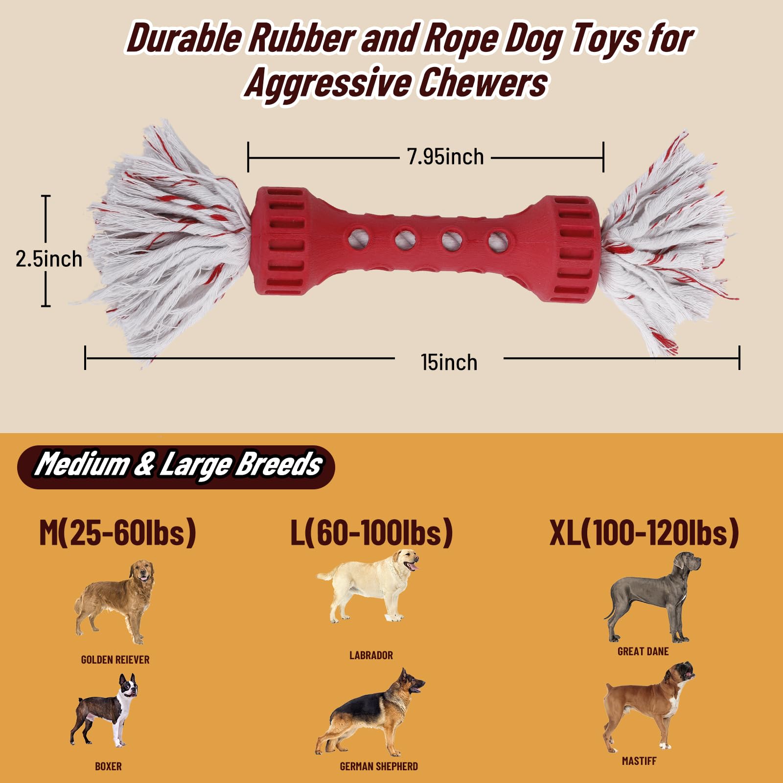 Durable Dog Rope Toys for Aggressive Chewers - Heavy Duty Tug of War & Fetch Toys for Medium/Large Dogs - Teething Chew Toys for Puppies & Adult Dogs - Outdoor Play & Indoor Boredom Buster - Perfect for Training, Exercise, and Bonding with Your Pet