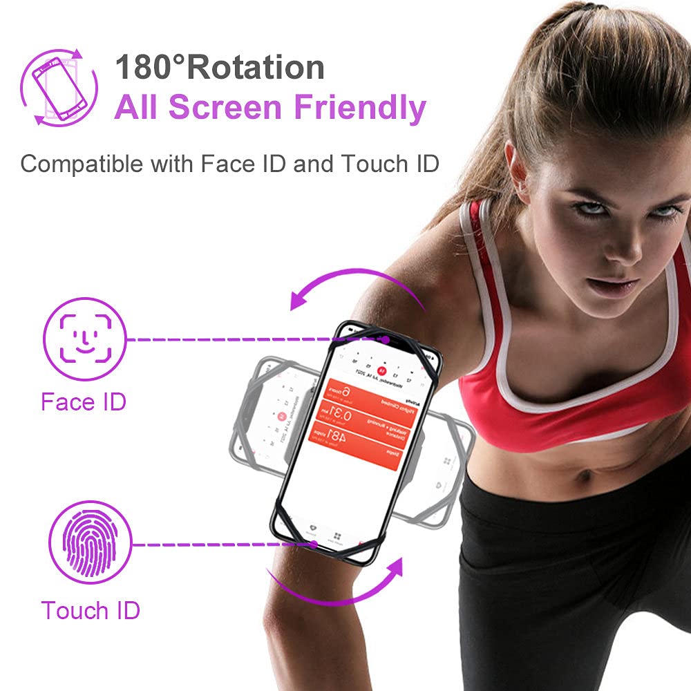JEMACHE Running Armband for iPhone 16/15/14/13/12/SE & Samsung Galaxy S24/S23/S22/S21 Ultra - Adjustable Workout Phone Holder with Earphone Pocket - Perfect for Jogging, Gym, Hiking & Outdoor Activities