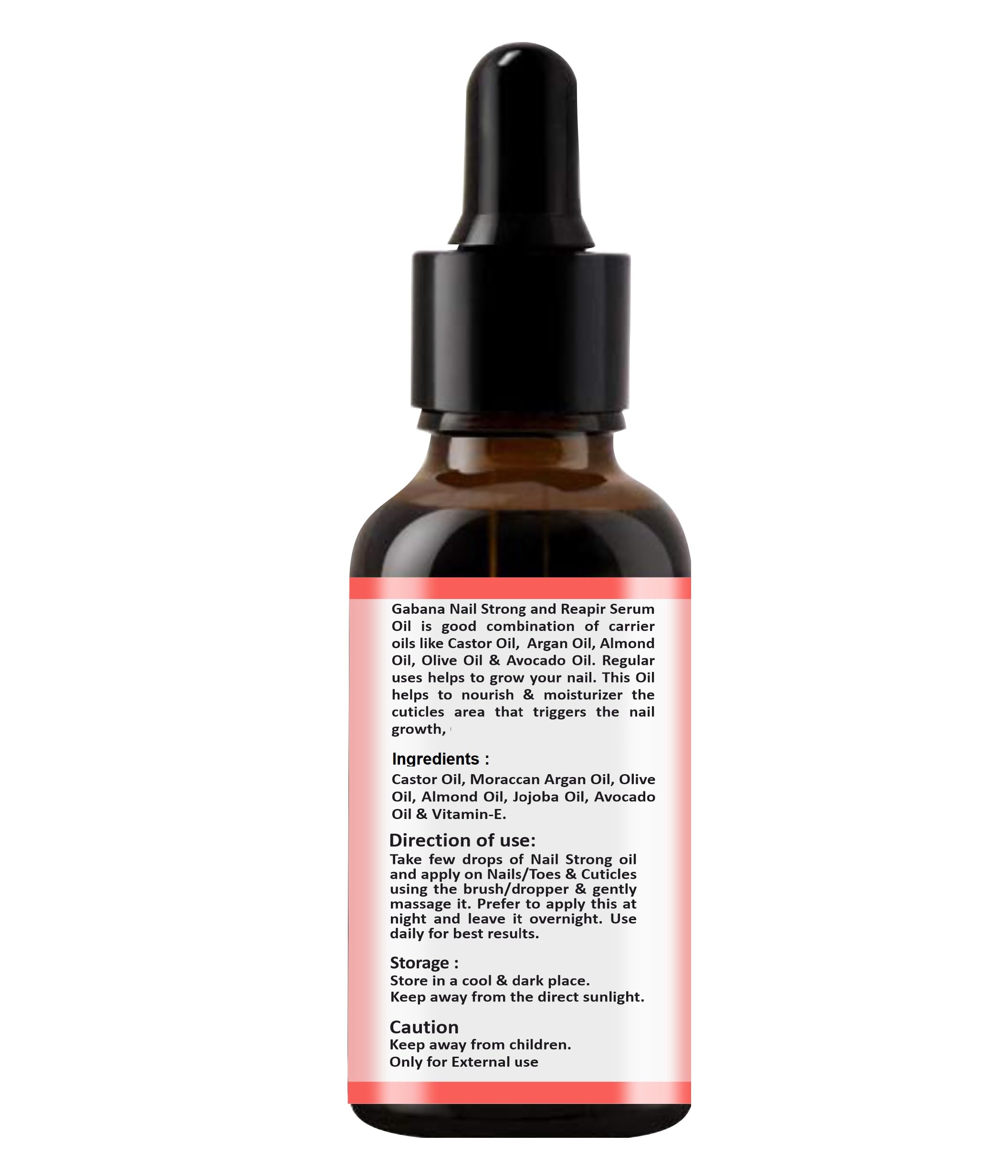 GABANA Nail Strengthening & Repair Serum for Women - 30ml | Damaged & Fungal Nail Treatment for Growth, Strength & Care | Perfect for Brittle, Weak & Peeling Nails at Home or Salon