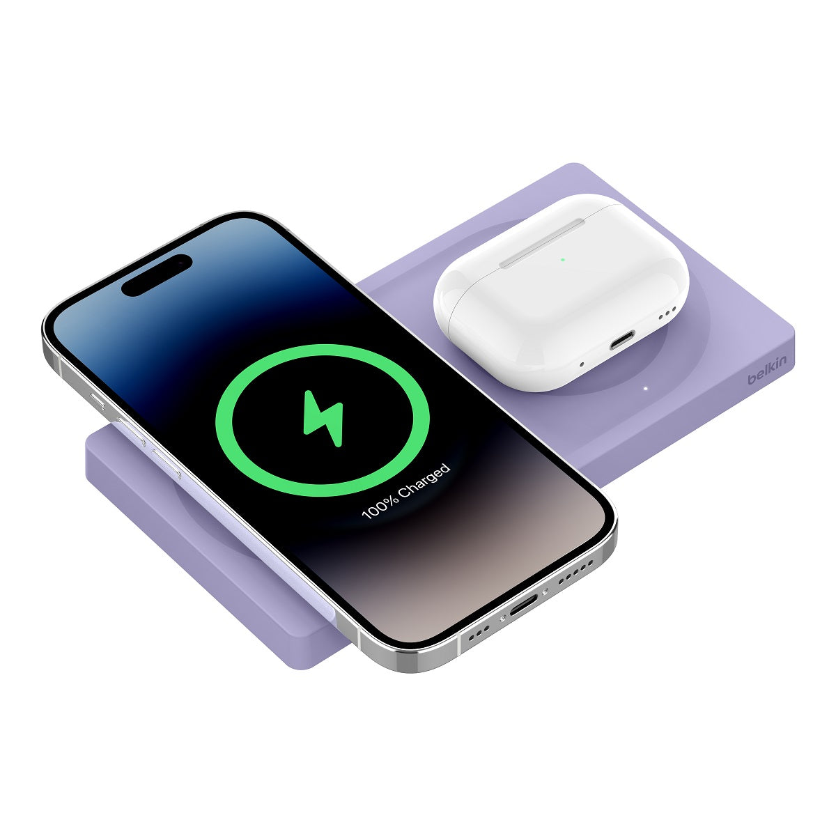 Belkin BoostCharge Pro MagSafe 2-in-1 Wireless Charging Pad 15W Fast Charging for iPhone & AirPods - Perfect for Home, Office & Travel