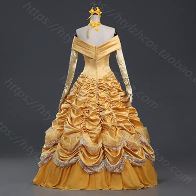 Luxury Beauty and the Beast Belle Cosplay Costume for Adults - Elegant Princess Dress with Cape | Perfect for Halloween, Cosplay Events & Themed Parties