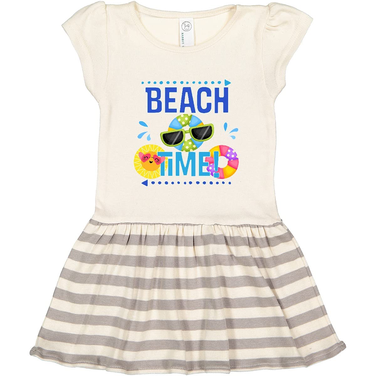 Inktastic Beach Time Summer Vacation Trip Toddler Dress - Cute Floral Print Girls' Sundress for Toddler Beach Outfits, Pool Parties & Family Vacations
