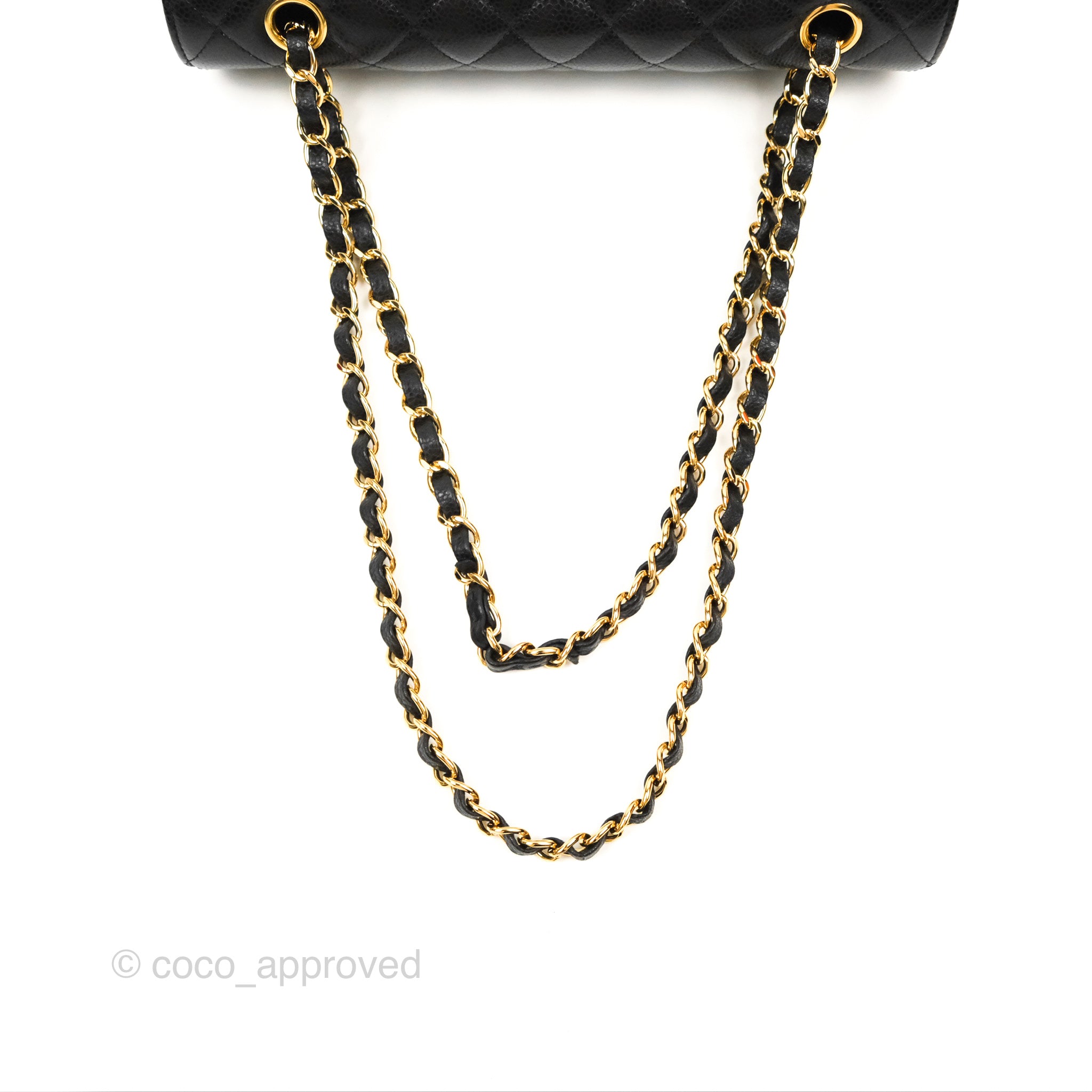 Chanel Classic Medium Double Flap Bag in Black Caviar Leather with Gold Hardware - Luxury Designer Handbag for Women, Perfect for Work, Evening Events & Special Occasions
