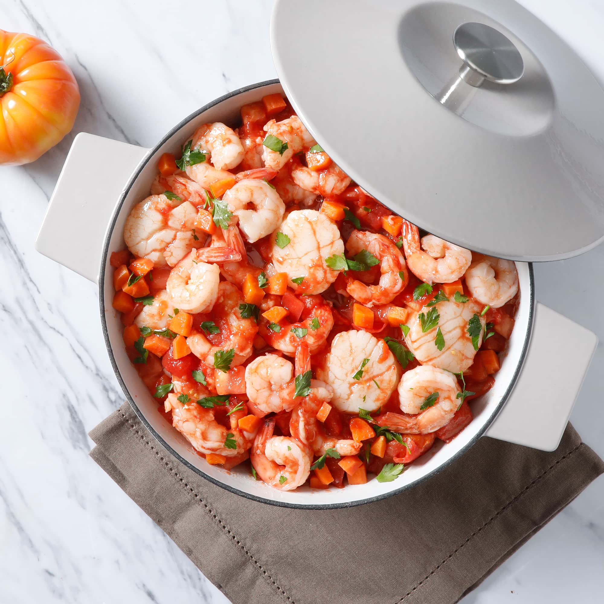 Martha Stewart Eastholm 5 Quart Enameled Cast Iron Dutch Oven - Grey | Heavy Duty Cookware for Baking, Stewing & Slow Cooking | Perfect for Soups, Casseroles & Bread Making