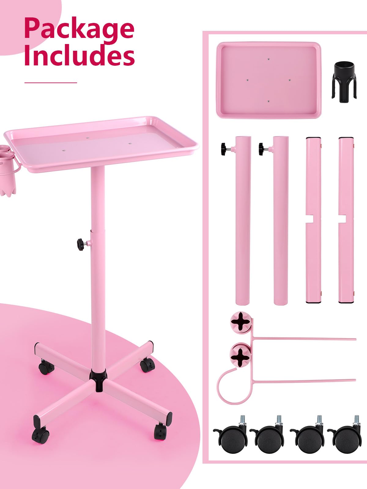 Kalolary Premium Adjustable Aluminum Beauty Salon & Tattoo Instrument Storage Tray with Stand - Perfect for Salon Organization, Tattoo Parlor Tools, and Medical Equipment Storage