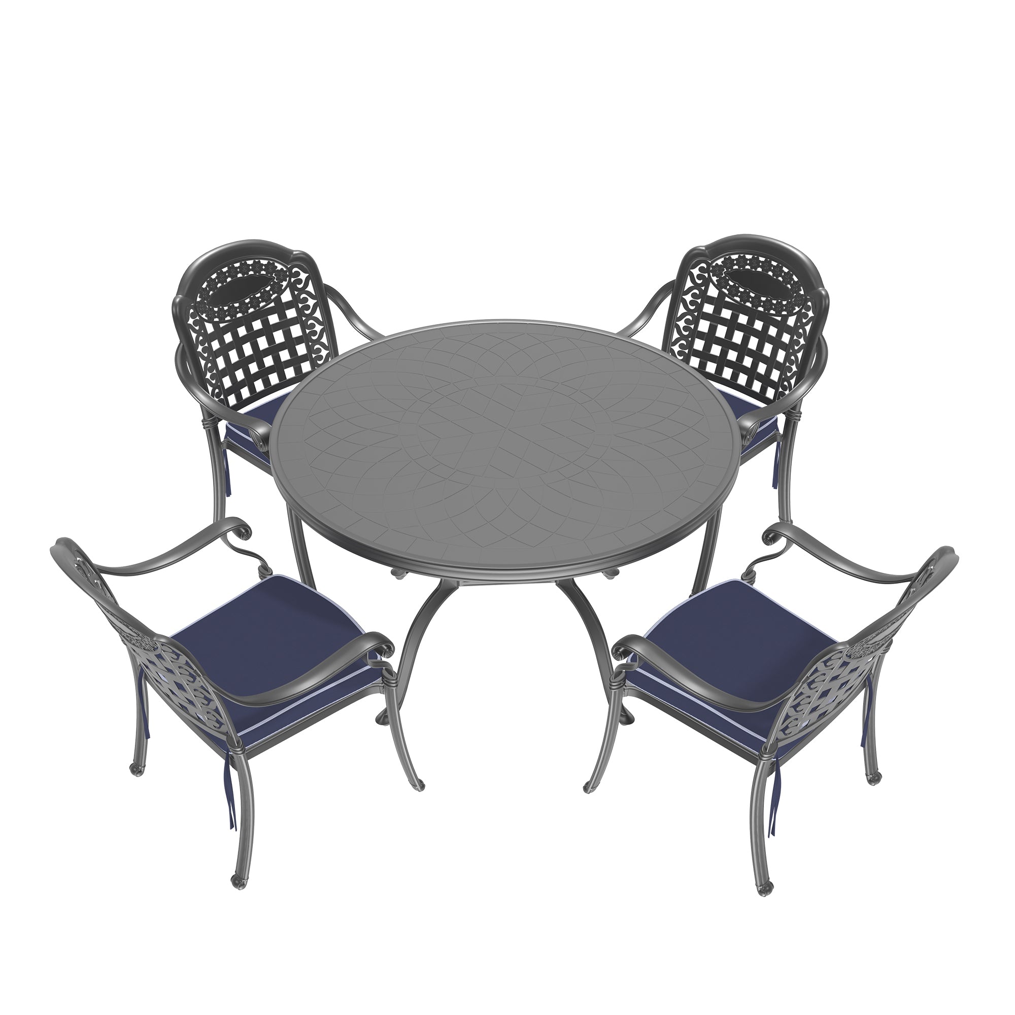 5-Piece Cast Aluminum Patio Furniture Set with Cushions (Random Colors) - Durable Outdoor Seating for Garden, Poolside & Backyard Relaxation