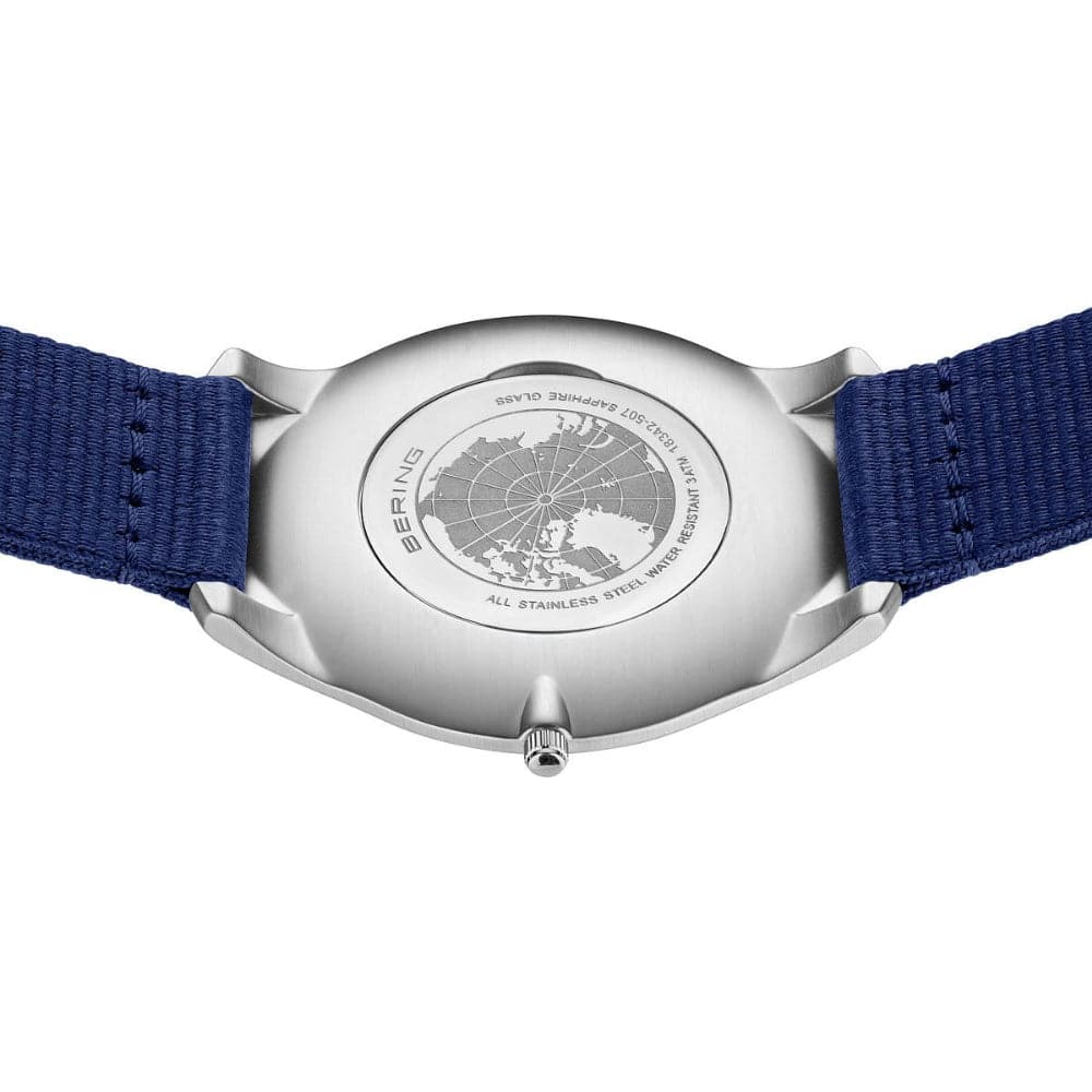 Bering Ultra Slim Blue Dial Men's Watch with Nylon Strap 18342 507 - Perfect for Business, Casual & Outdoor Activities