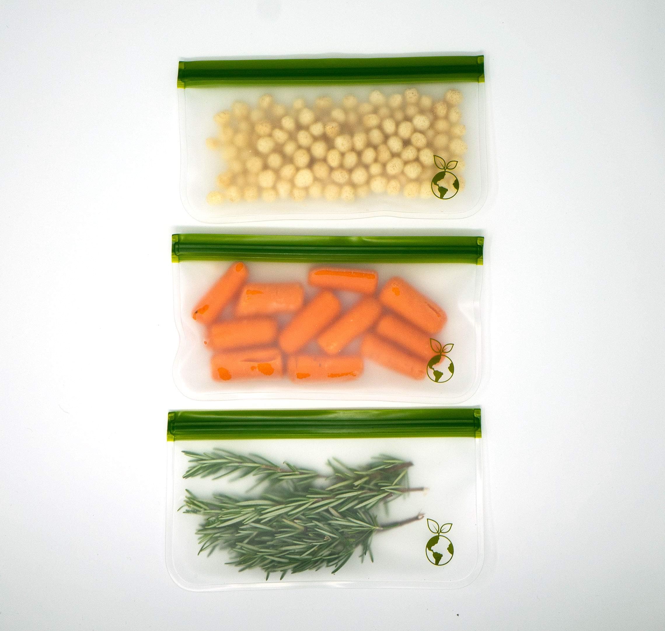 Eco-Friendly Reusable Food Storage Bags (3 Pack) - Leakproof, Thick & Resealable Freezer Bags for Kids Snacks, Lunch Sandwiches, Fruits | Perfect for School, Travel & Meal Prep | BPA-Free & Dishwasher Safe