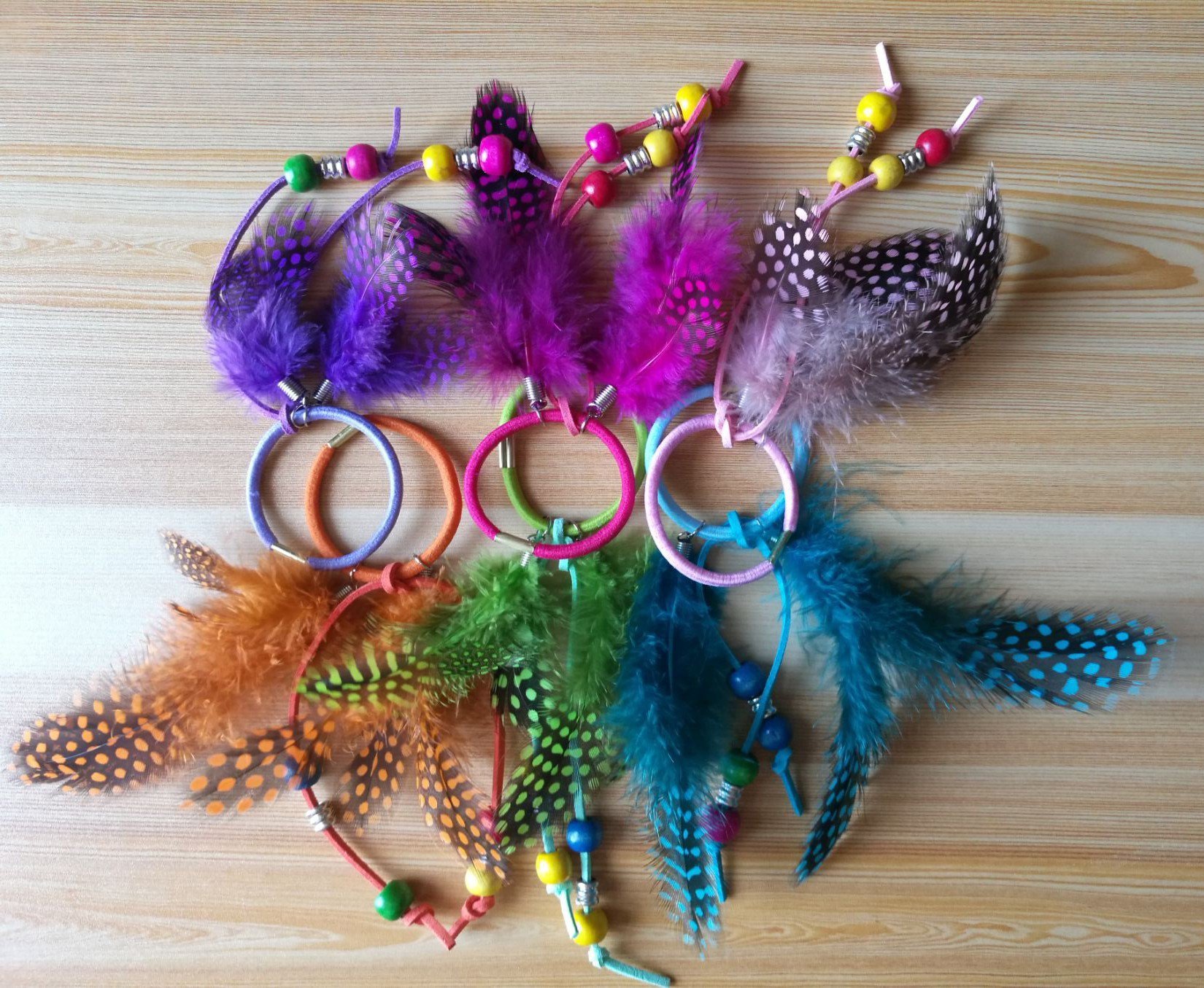 Suoirblss 4PCS Handmade Boho Hippie Hair Wraps - Women's Feather Hair Ties, Headbands & Ponytail Holders for Festival, Beach & Everyday Styling