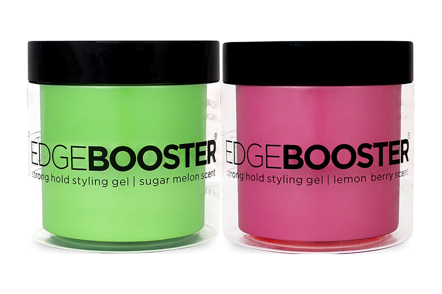 Edge Booster Styling Gel 16.9 oz (Sugar Melon & Lemon Berry) - 2 Pack | Strong Hold Hair Gel for Men & Women | Perfect for Curly Hair, Waves & Edge Control | Salon-Quality Styling for All-Day Hold