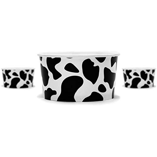 UNIQ 1000-Count 6 oz Disposable Cow Print Ice Cream Cups | Durable Paper Dessert Cups for Ice Cream, Frozen Yogurt, Gelato & Party Supplies - Perfect for Birthday Parties, Ice Cream Shops & Catering Events