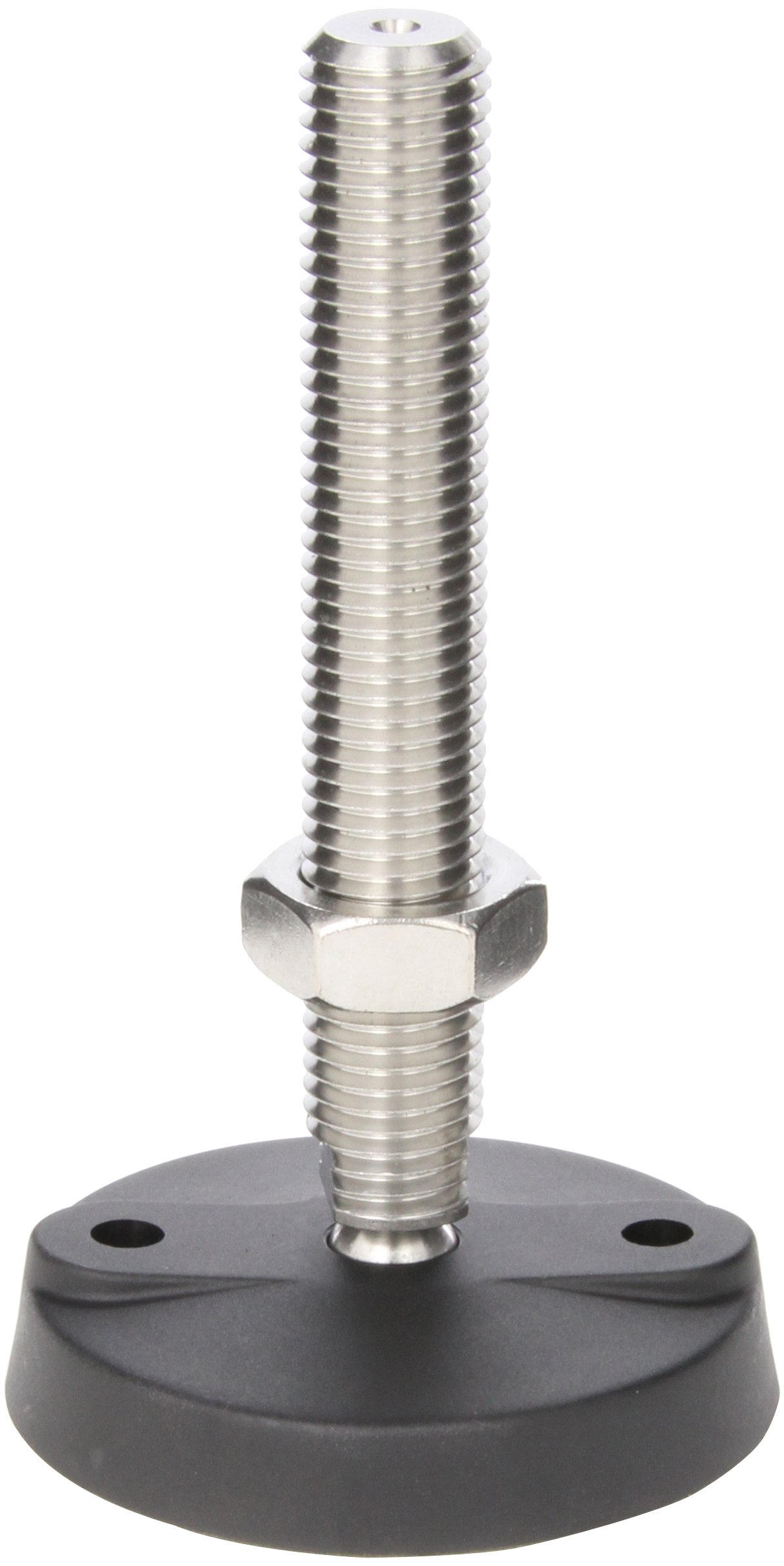 JW Winco 12T6WP9 NY-LEV Series WN9000.1 Stainless Steel Stud Leveling Mount with Lag Bolt Holes - Glass Filled Nylon Base, 1-8 Thread Size, 6