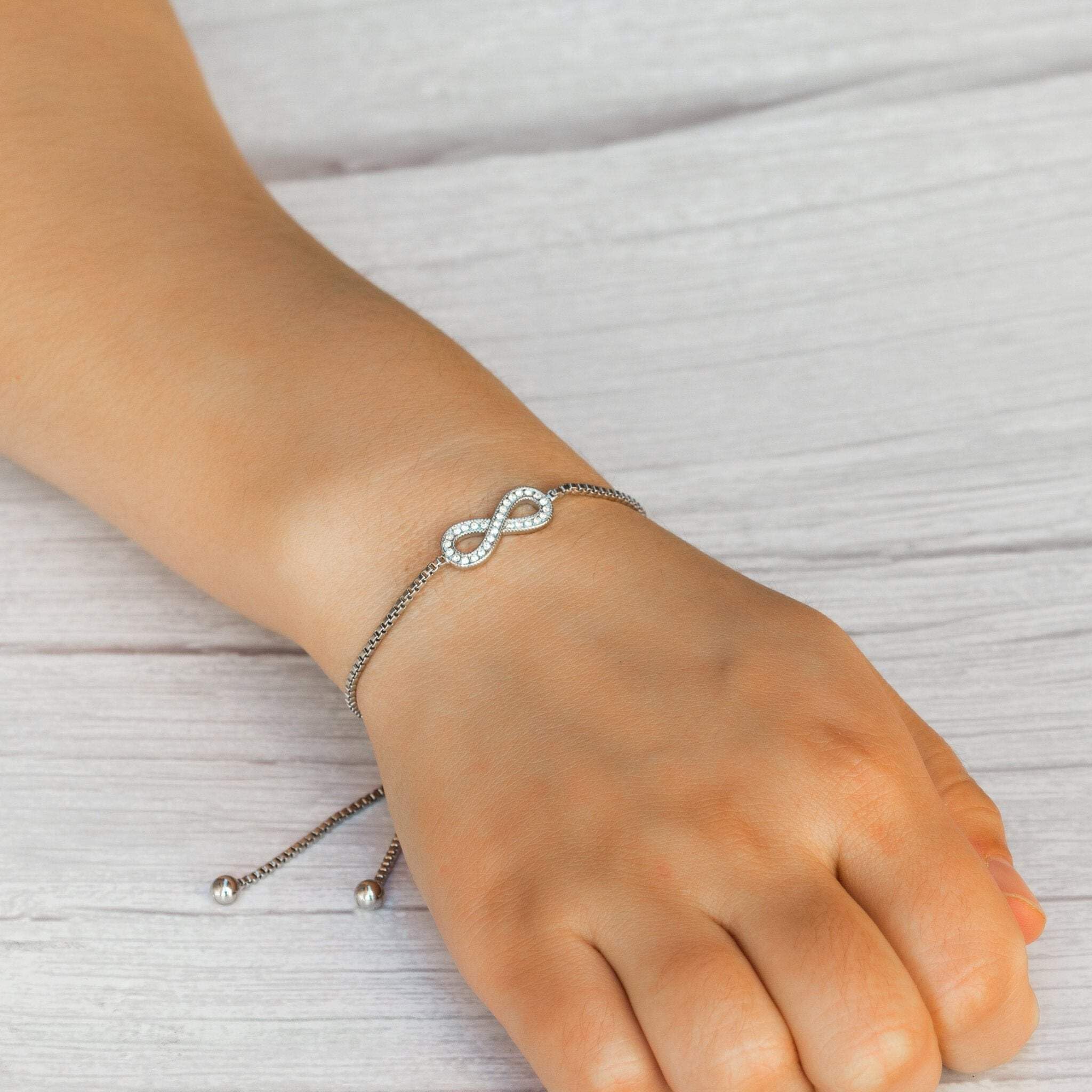 Philip Jones Silver Infinity Friendship Set with Zircondia® Crystals - Perfect Gift for Best Friends