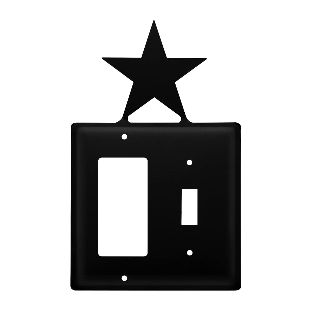 Village Wrought Iron Star GFCI Outlet Cover Plate - Decorative Rustic Electrical Switch Plate for Home, Kitchen, Bathroom & Outdoor Use