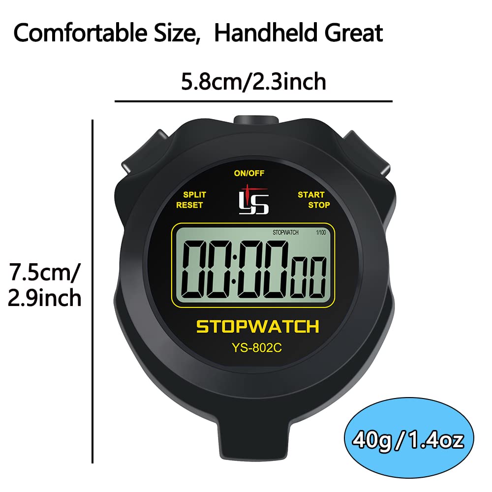 Digital Stopwatch Timer - Simple On/Off Operation, No Clock/Date/Countdown - Silent & Easy to Use - Basic Sports Stopwatch for Kids, Coaches, Running & Swimming (Yellow) - Perfect for Track Practice, Swim Meets & Youth Sports Training