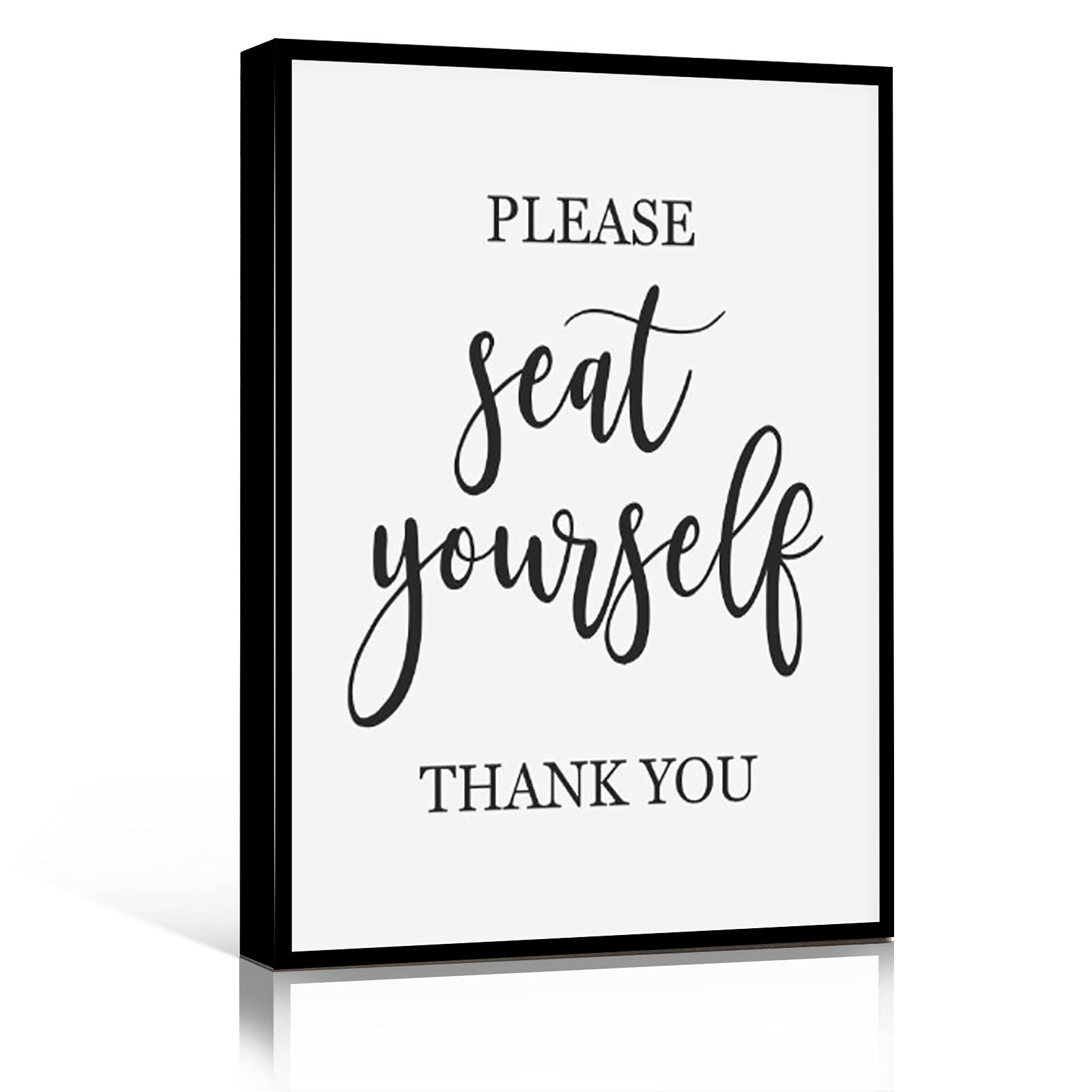 Farmhouse Bathroom Wall Art Prints - 16x24 Inch Framed Funny 'Please Seat Yourself' Sign for Bathroom Decor, Restaurant & Home Wall Decor - Perfect for Farmhouse, Rustic or Vintage Style Bathrooms