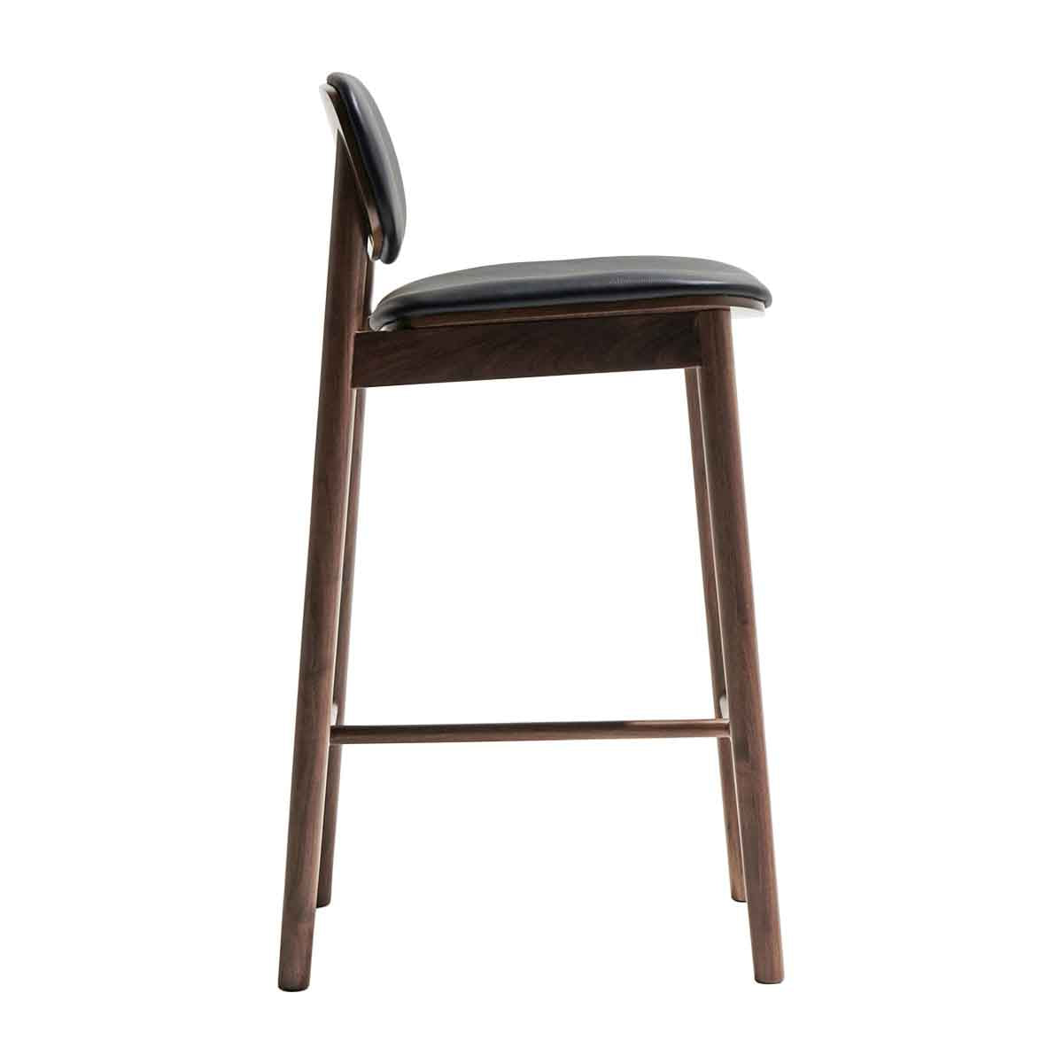 Premium Lando Leather Bar Stool - Walnut Finish - Modern Kitchen & Bar Counter Height Stool - Comfortable & Durable for Home, Cafe, and Restaurant Use